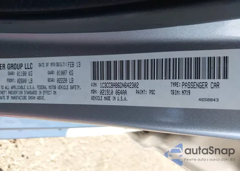 2013 Chrysler 200 Lx z USA, uszkodzony, nr VIN 1C3CCBAB6DN642302